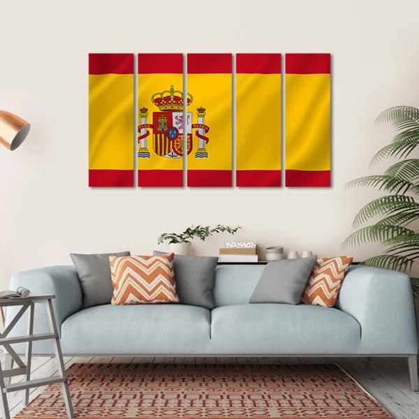 Spain National Flag Canvas Wall Art-5 Horizontal-Gallery Wrap-22" x 12"-Tiaracle