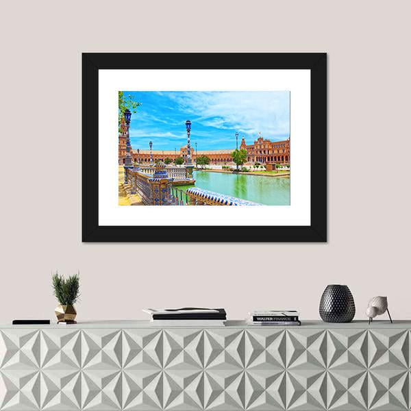 Spain Square In Seville Spain Canvas Wall Art-1 Piece-Framed Print-20" x 16"-Tiaracle
