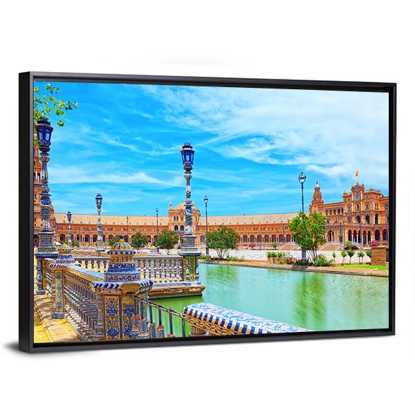 Spain Square In Seville Spain Canvas Wall Art-3 Horizontal-Gallery Wrap-25" x 16"-Tiaracle