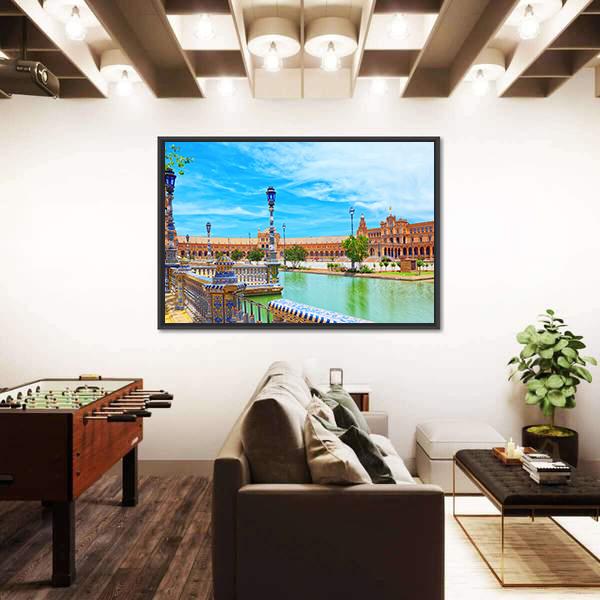 Spain Square In Seville Spain Canvas Wall Art-3 Horizontal-Gallery Wrap-25" x 16"-Tiaracle
