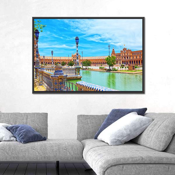 Spain Square In Seville Spain Canvas Wall Art-3 Horizontal-Gallery Wrap-25" x 16"-Tiaracle