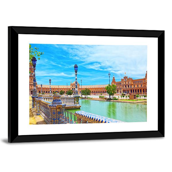 Spain Square In Seville Spain Canvas Wall Art-3 Horizontal-Gallery Wrap-25" x 16"-Tiaracle