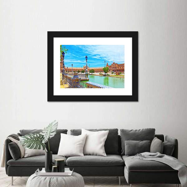 Spain Square In Seville Spain Canvas Wall Art-3 Horizontal-Gallery Wrap-25" x 16"-Tiaracle