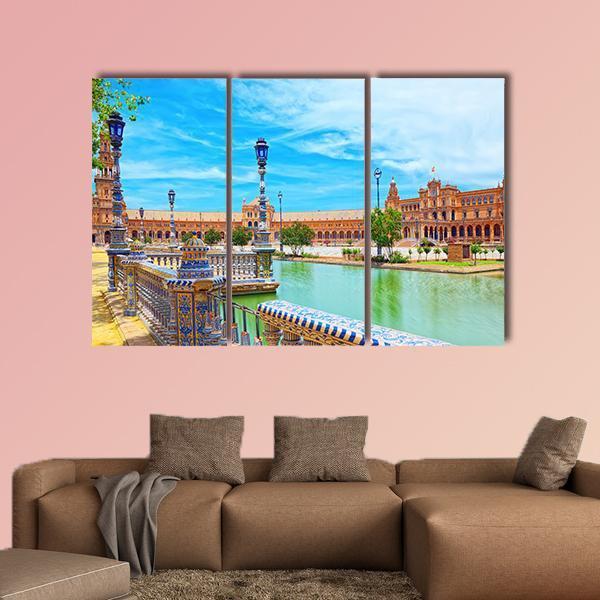 Spain Square In Seville Spain Canvas Wall Art-3 Horizontal-Gallery Wrap-25" x 16"-Tiaracle