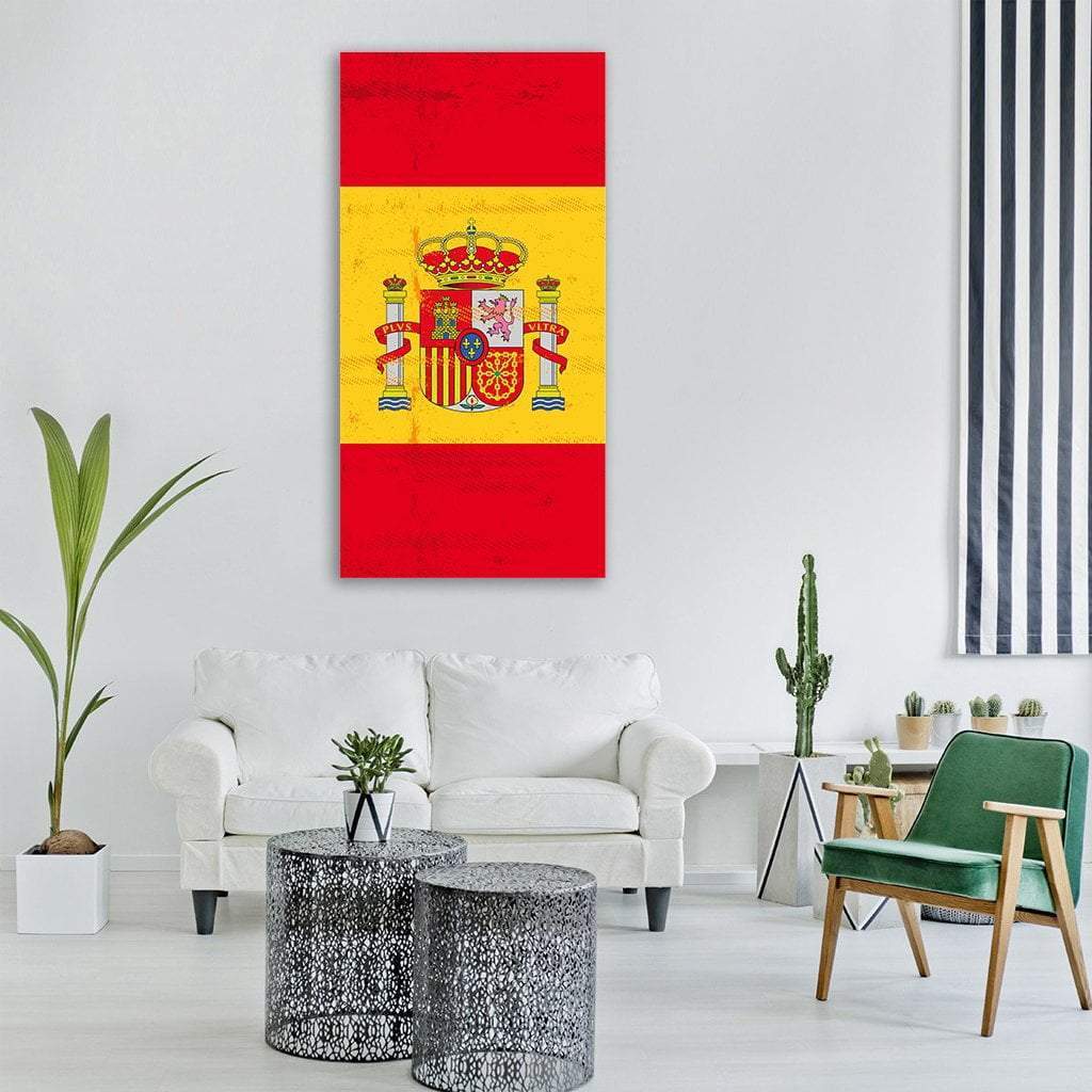 Spain Flag Vertical Canvas Wall Art-1 Vertical-Gallery Wrap-12" x 24"-Tiaracle