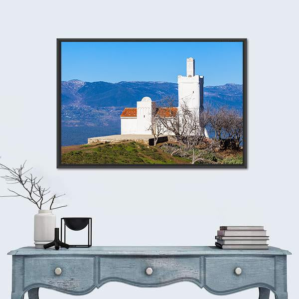 Spanish Mosque In Chefchaouen Morocco Canvas Wall Art-1 Piece-Floating Frame-24" x 16"-Tiaracle