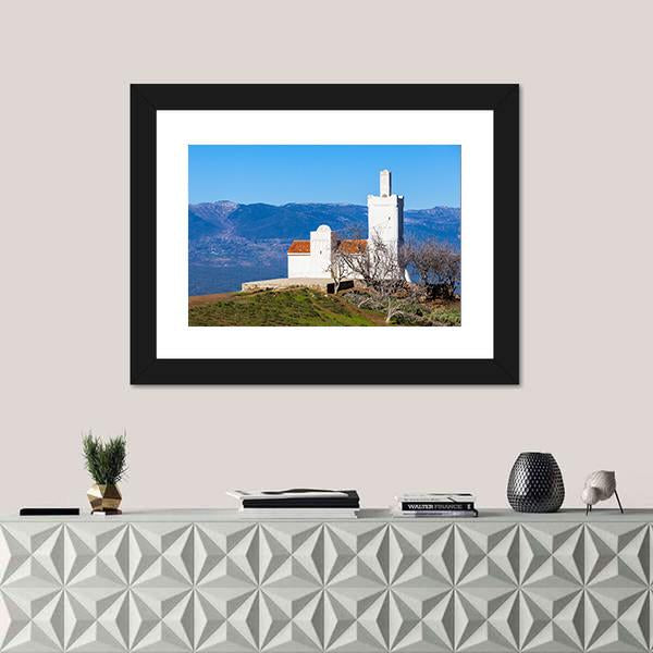 Spanish Mosque In Chefchaouen Morocco Canvas Wall Art-1 Piece-Framed Print-20" x 16"-Tiaracle