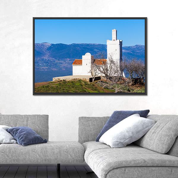 Spanish Mosque In Chefchaouen Morocco Canvas Wall Art-3 Horizontal-Gallery Wrap-25" x 16"-Tiaracle