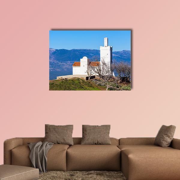 Spanish Mosque In Chefchaouen Morocco Canvas Wall Art-5 Star-Gallery Wrap-62" x 32"-Tiaracle