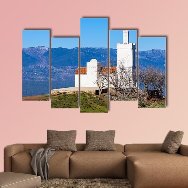 Spanish Mosque In Chefchaouen Morocco Canvas Wall Art-5 Pop-Gallery Wrap-47" x 32"-Tiaracle
