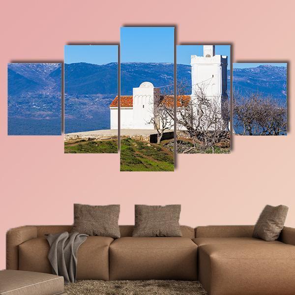 Spanish Mosque In Chefchaouen Morocco Canvas Wall Art-5 Star-Gallery Wrap-62" x 32"-Tiaracle