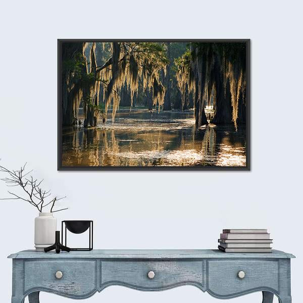 Spanish Moss In The Louisiana Bayou Canvas Wall Art-3 Horizontal-Gallery Wrap-25" x 16"-Tiaracle