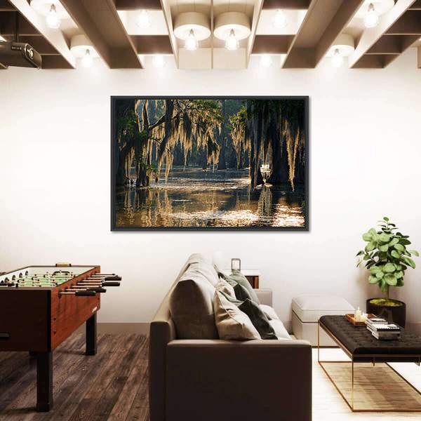 Spanish Moss In The Louisiana Bayou Canvas Wall Art-3 Horizontal-Gallery Wrap-25&quot; x 16&quot;-Tiaracle