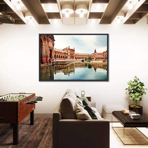 Spanish Square In Sevilla Canvas Wall Art-3 Horizontal-Gallery Wrap-25" x 16"-Tiaracle