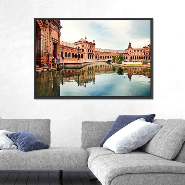 Spanish Square In Sevilla Canvas Wall Art-3 Horizontal-Gallery Wrap-25" x 16"-Tiaracle