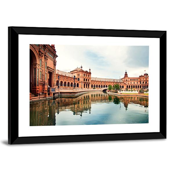 Spanish Square In Sevilla Canvas Wall Art-3 Horizontal-Gallery Wrap-25" x 16"-Tiaracle