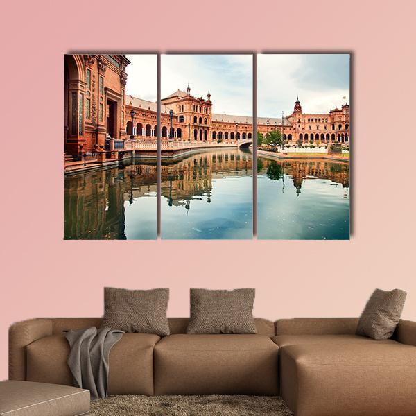 Spanish Square In Sevilla Canvas Wall Art-3 Horizontal-Gallery Wrap-37" x 24"-Tiaracle
