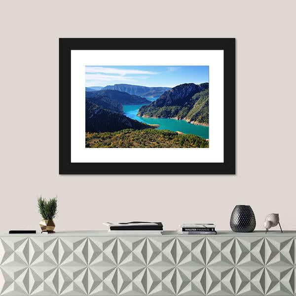 Spectacular Cliff With River Flow Canvas Wall Art-1 Piece-Framed Print-20" x 16"-Tiaracle
