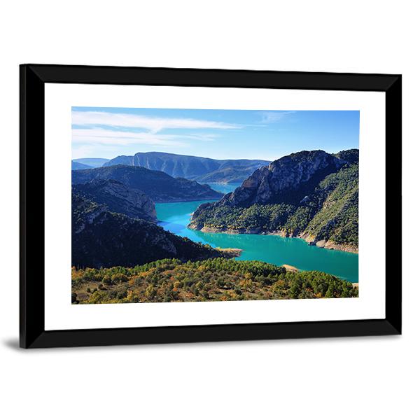 Spectacular Cliff With River Flow Canvas Wall Art-3 Horizontal-Gallery Wrap-25" x 16"-Tiaracle