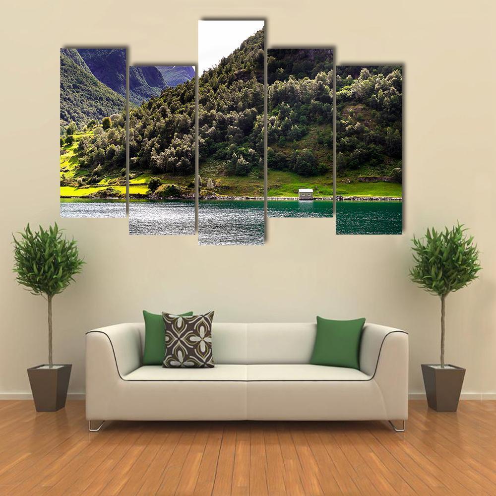 Spectacular Norwegian Fjord Canvas Wall Art-5 Pop-Gallery Wrap-47" x 32"-Tiaracle