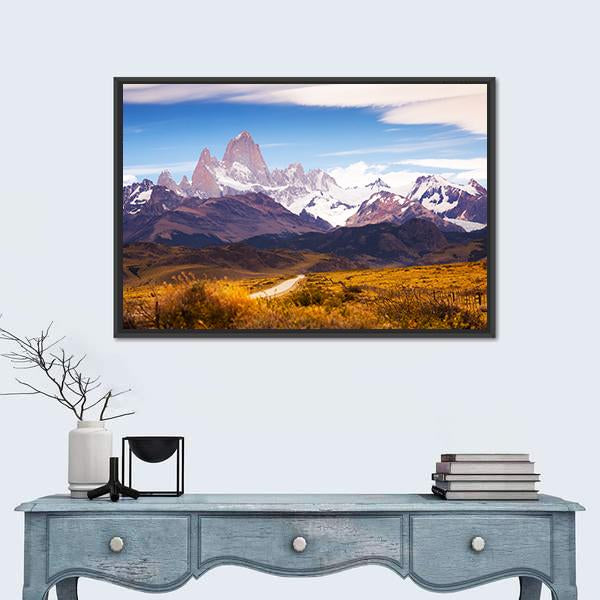 Spectacular View On Fitz Roy Mount Canvas Wall Art-1 Piece-Floating Frame-24" x 16"-Tiaracle
