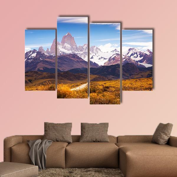 Spectacular View On Fitz Roy Mount Canvas Wall Art-4 Pop-Gallery Wrap-50" x 32"-Tiaracle