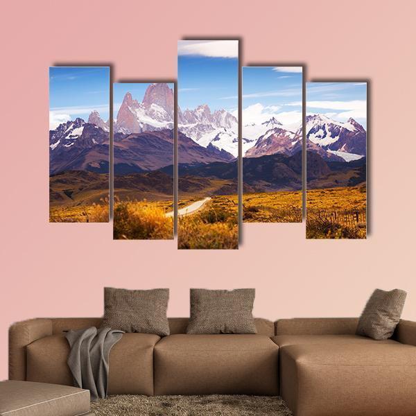 Spectacular View On Fitz Roy Mount Canvas Wall Art-5 Pop-Gallery Wrap-47" x 32"-Tiaracle