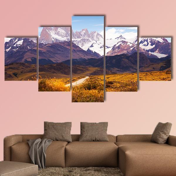 Spectacular View On Fitz Roy Mount Canvas Wall Art-5 Star-Gallery Wrap-62" x 32"-Tiaracle