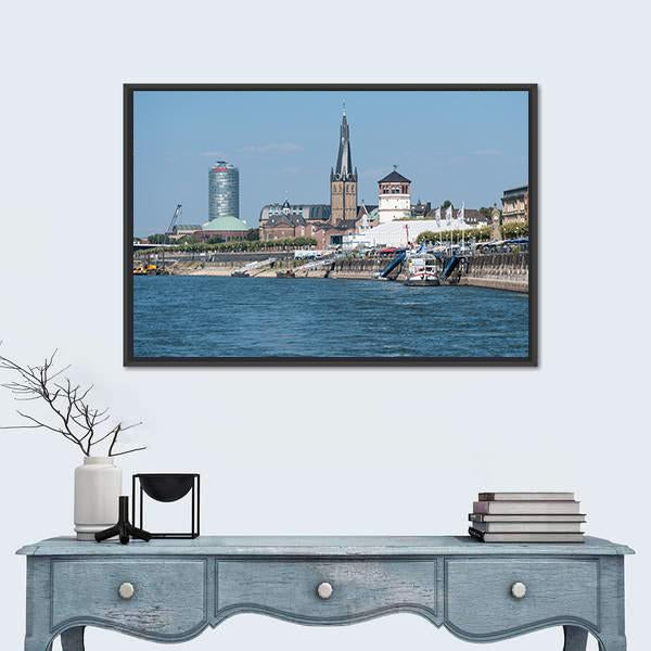 Spectecular View On The Rhine Promenade Canvas Wall Art-1 Piece-Floating Frame-24" x 16"-Tiaracle