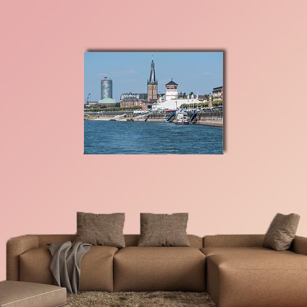 Spectecular View On The Rhine Promenade Canvas Wall Art-1 Piece-Gallery Wrap-48" x 32"-Tiaracle