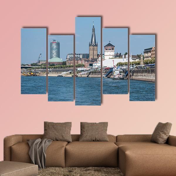 Spectecular View On The Rhine Promenade Canvas Wall Art-5 Pop-Gallery Wrap-47" x 32"-Tiaracle