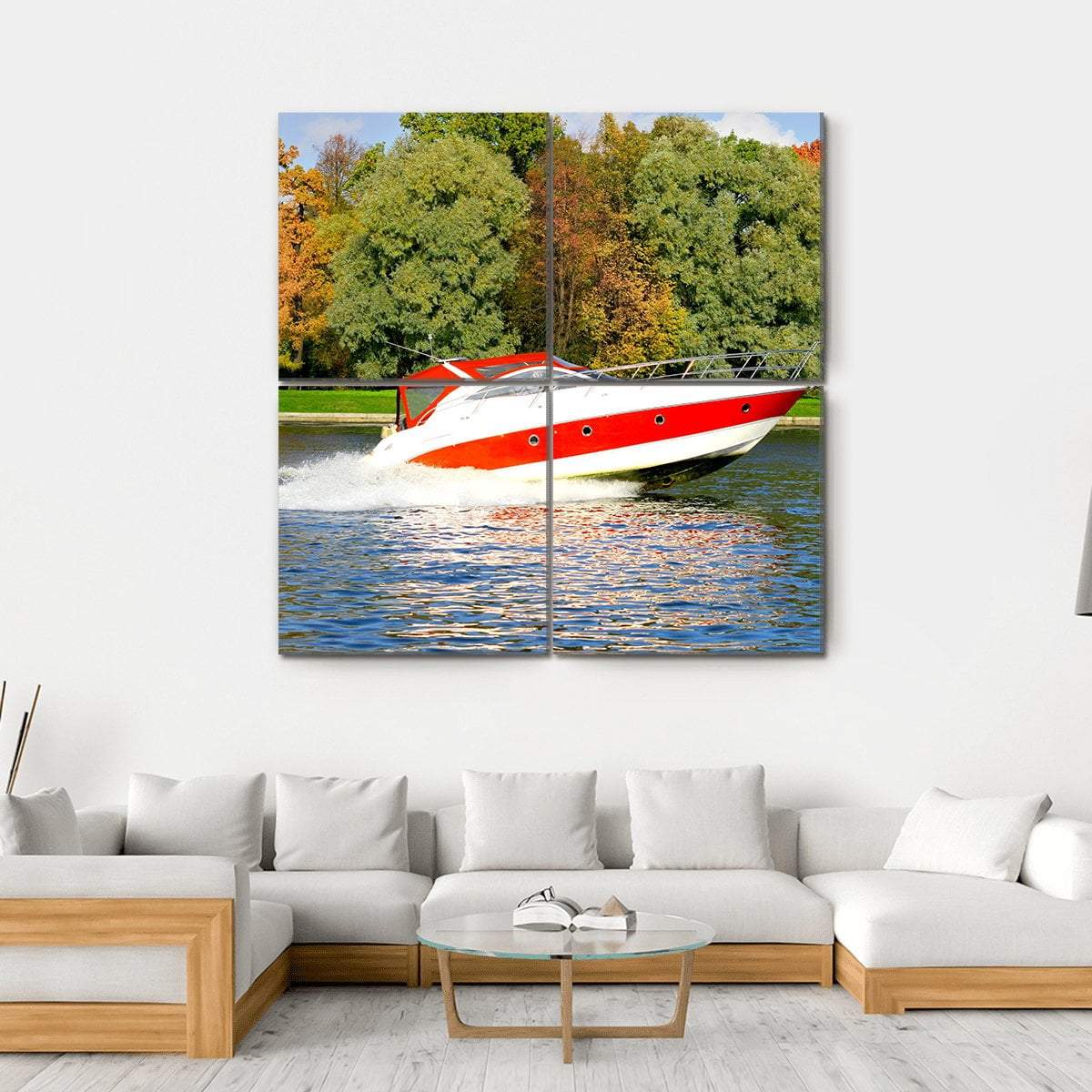 Speed Boat Fast And Furious Canvas Wall Art-4 Square-Gallery Wrap-17" x 17"-Tiaracle