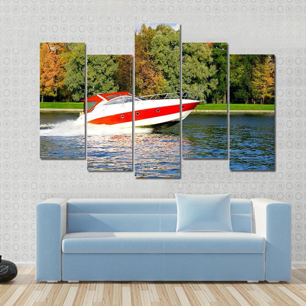 Speed Boat Fast And Furious Canvas Wall Art-5 Pop-Gallery Wrap-47" x 32"-Tiaracle