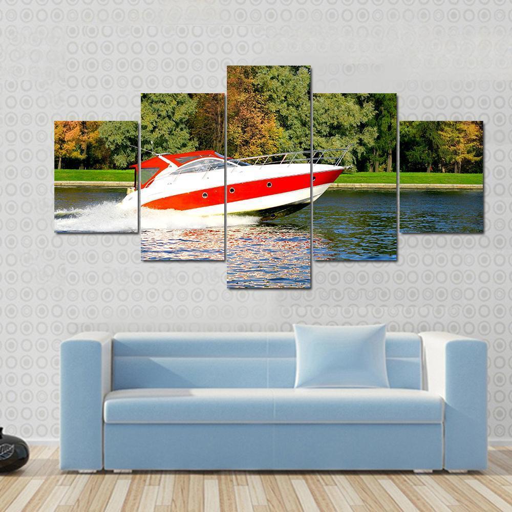 Speed Boat Fast And Furious Canvas Wall Art-5 Pop-Gallery Wrap-47" x 32"-Tiaracle