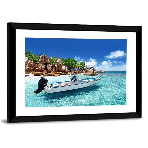 Speed Boat On Coco Island Panoramic Canvas Wall Art-1 Piece-36" x 12"-Tiaracle
