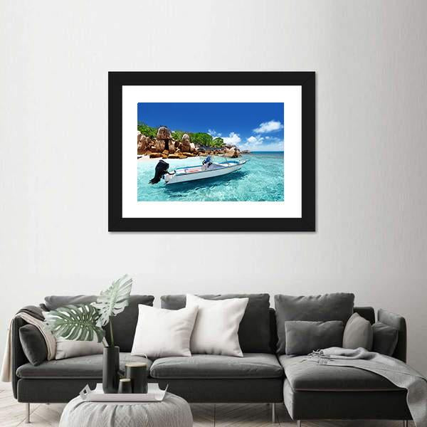 Speed Boat On Coco Island Panoramic Canvas Wall Art-1 Piece-36" x 12"-Tiaracle