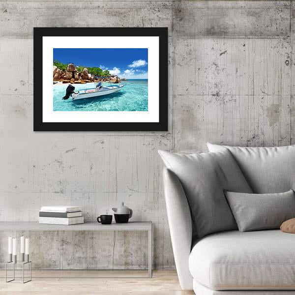 Speed Boat On Coco Island Panoramic Canvas Wall Art-1 Piece-36" x 12"-Tiaracle