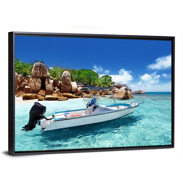 Speed Boat On Coco Island Panoramic Canvas Wall Art-1 Piece-36" x 12"-Tiaracle