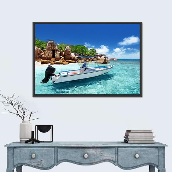 Speed Boat On Coco Island Panoramic Canvas Wall Art-1 Piece-36" x 12"-Tiaracle
