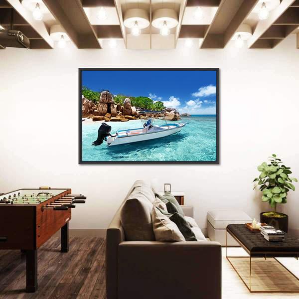Speed Boat On Coco Island Panoramic Canvas Wall Art-1 Piece-36" x 12"-Tiaracle
