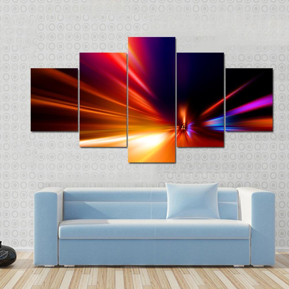Speed Motion On Night Road Canvas Wall Art-5 Star-Gallery Wrap-62" x 32"-Tiaracle