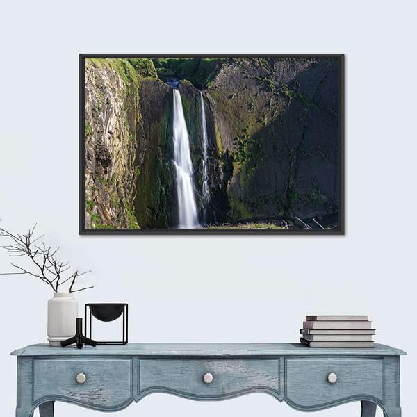 Spekes Mill Mouth Waterfall Canvas Wall Art-1 Piece-Floating Frame-24" x 16"-Tiaracle