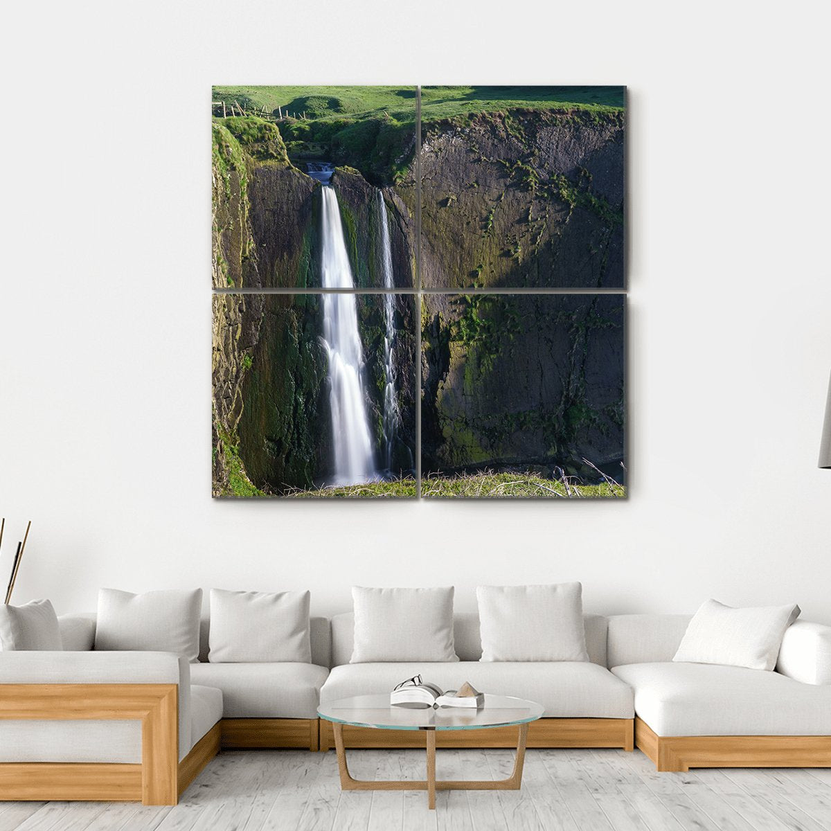 Spekes Mill Mouth Waterfall Canvas Wall Art-4 Square-Gallery Wrap-17" x 17"-Tiaracle