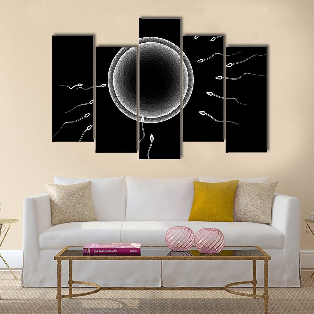 Sperm And Human Egg Canvas Wall Art-5 Pop-Gallery Wrap-47" x 32"-Tiaracle