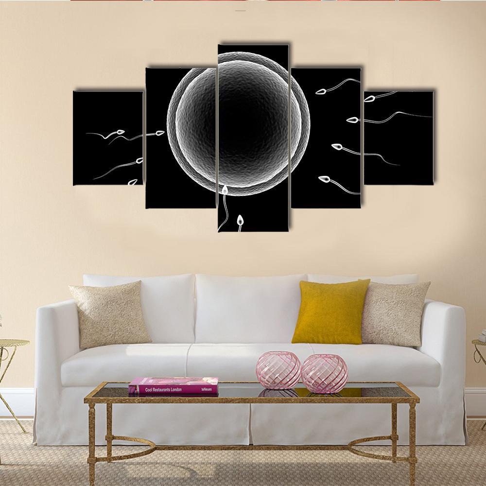 Sperm And Human Egg Canvas Wall Art-4 Pop-Gallery Wrap-50" x 32"-Tiaracle