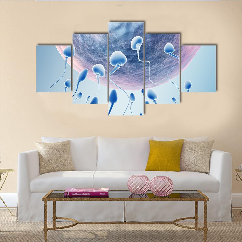 Sperm Hitting Egg Canvas Wall Art-5 Star-Gallery Wrap-62" x 32"-Tiaracle