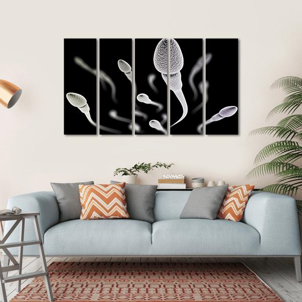 Sperm Visualization On Black Canvas Wall Art-5 Horizontal-Gallery Wrap-22" x 12"-Tiaracle