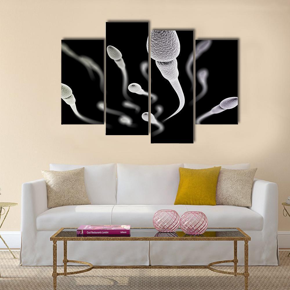 Sperm Visualization On Black Canvas Wall Art-4 Pop-Gallery Wrap-50" x 32"-Tiaracle