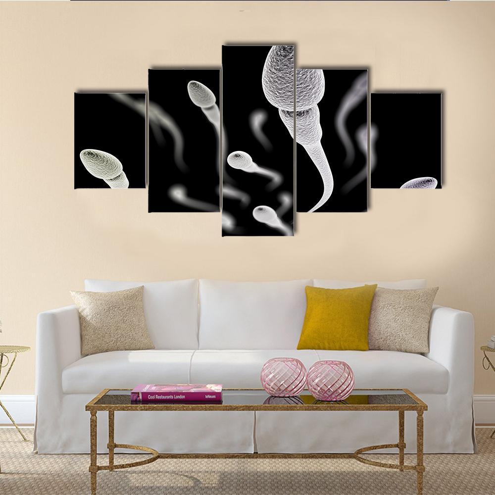 Sperm Visualization On Black Canvas Wall Art-5 Star-Gallery Wrap-62" x 32"-Tiaracle