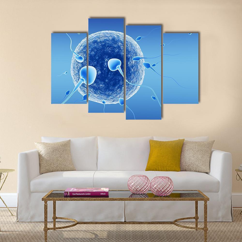 Spermatozoids And Human Egg Canvas Wall Art-4 Pop-Gallery Wrap-50" x 32"-Tiaracle